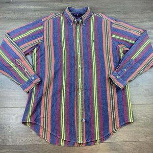 Vtg Ralph Lauren Heavyweight Cotton Long Sleeve Button Down Shirt Men’s Large